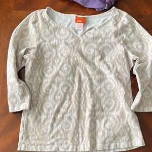 Hearts of Palm Cream Patterned 3/4 Sleeve Top